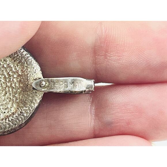 Vintage Roman Faux Pearl Rhinestone Silver tone Pendant for Necklace Round 1" Sc - Picture 14 of 16